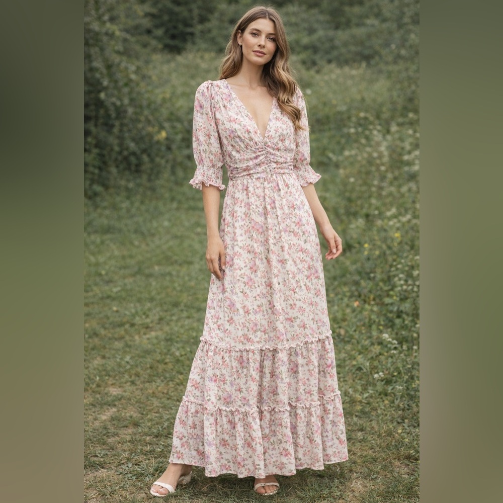 Altar'd State Floral Blush Maxi Dress
